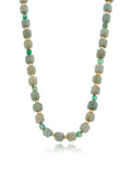 Colar Maré Curto Geométrico Banho Ouro 18k Amazonita Jade