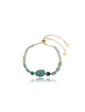 Pulseira Maré Ajustável Banho Ouro 18k Amazonita Jade