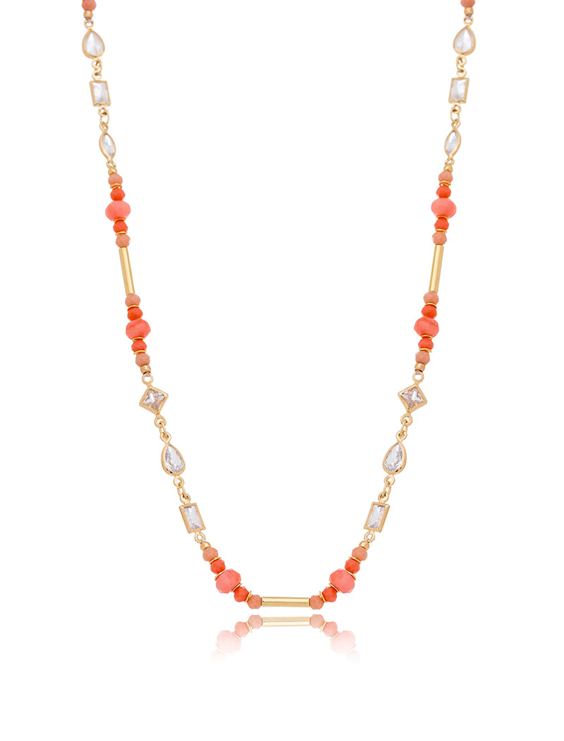 Colar Curto Sunset Pontos De Luz Geométricos Banho Ouro 18k Jade Zircônia