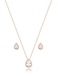 Conjunto Gota Volta Cravejada Banho Ouro Rosê 18k Cristal Zircônias