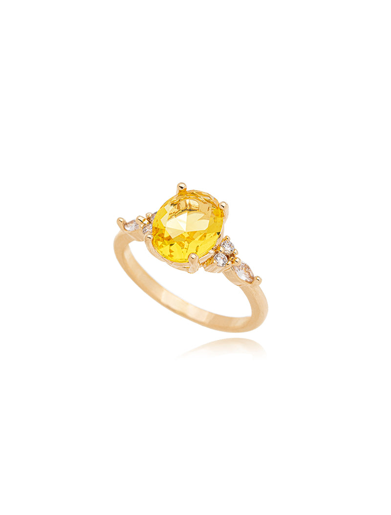 Anel Oval Banho Ouro 18k Cristal