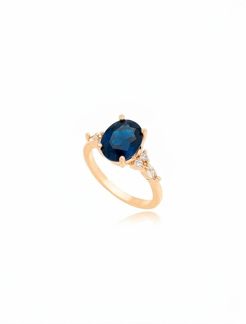 Anel Oval Banho Ouro 18k Cristal