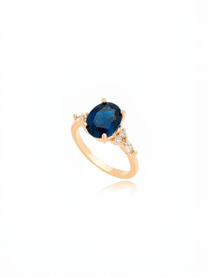 Anel Oval Banho Ouro 18k Cristal