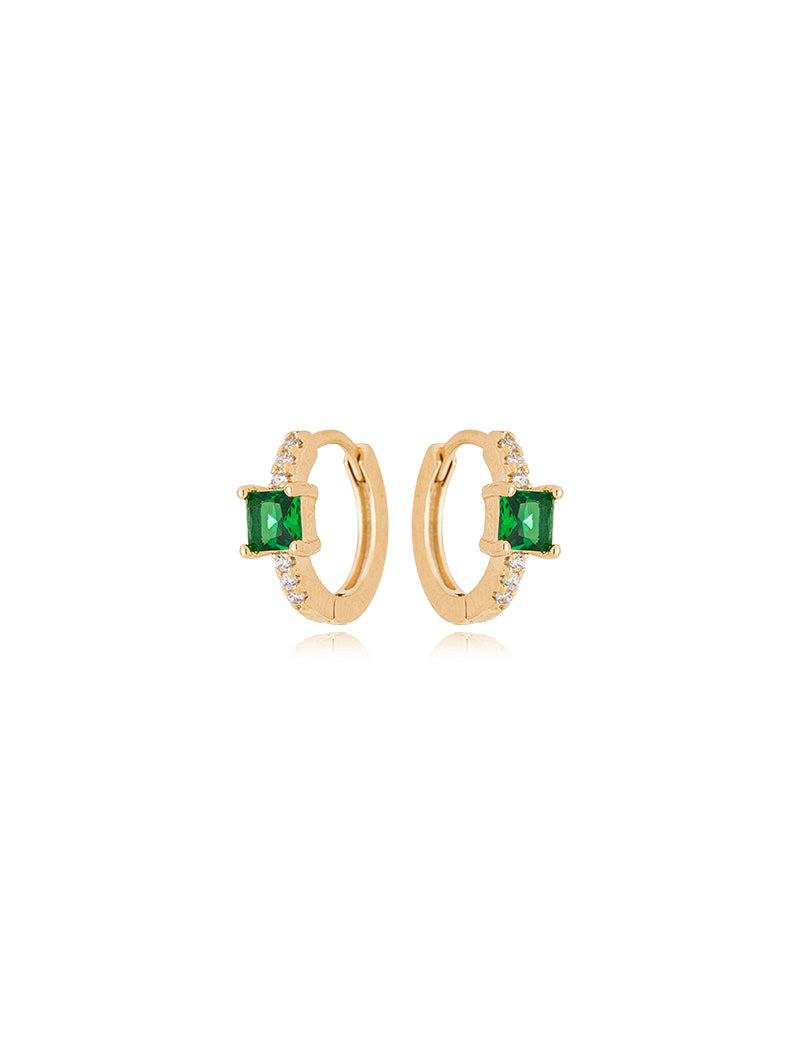 Brinco Argolinha Click Cravejado Banho Ouro 18k Cristal Zircônias