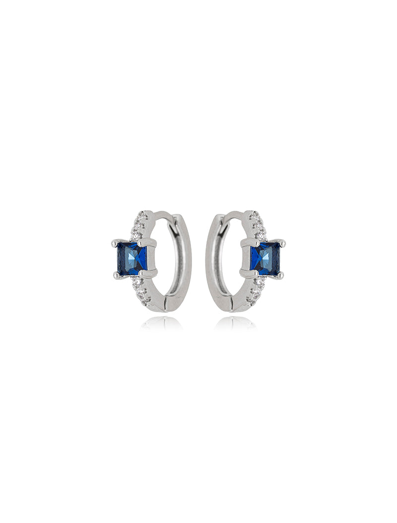 Brinco Argolinha Click Cravejado Banho Ródio Cristal Zircônias