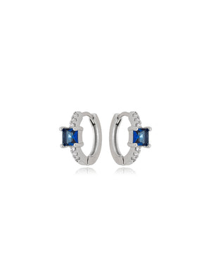 Brinco Argolinha Click Cravejado Banho Ródio Cristal Zircônias