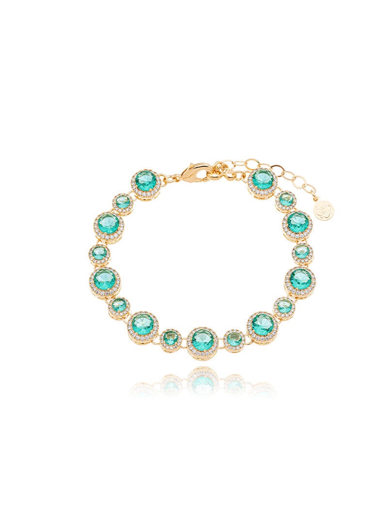 Conjunto Linda Geométrica Cravejada Banho Dourado Cristal Zircônia