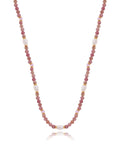 Colar Choker Peony Banho Ouro 18k Pérola Água Doce Rodonita