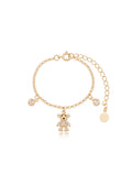 Pulseira Infantil Ursinho Cravejado Banho Ouro 18k Zircônia