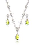 Conjunto Natallie Geométrico Cravejado Banho Prateado Cristal Zircônia