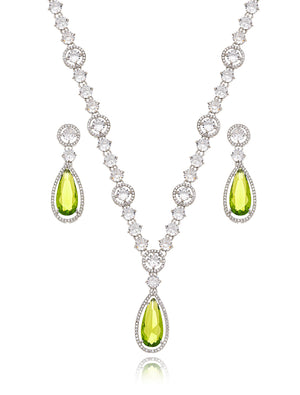 Conjunto Natallie Geométrico Cravejado Banho Prateado Cristal Zircônia
