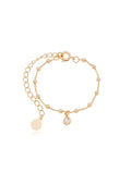 Pulseira Infantil Ponto de Luz Bolinhas Lisas Banho Ouro 18k Cristal