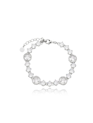 Pulseira Natallie Geométrica Banho Prateado Zircônias