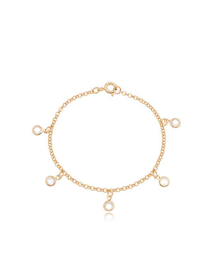 Pulseira Infantil Pontos de Luz Elo Banho Ouro 18k Cristal