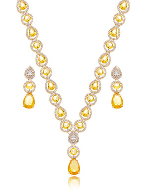 Conjunto Anne Gota Cravejado Banho Dourado Cristal Zircônia