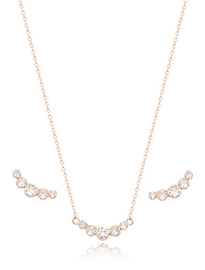 Conjunto Pedras Crescentes Banho Ouro Rosê 18k Zircônias
