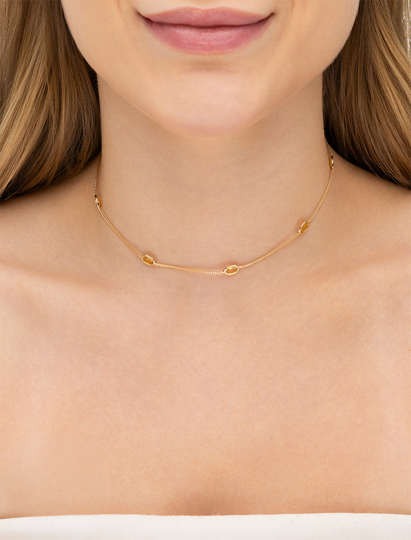 Colar Choker Gotinhas Banho Ouro 18k Cristal