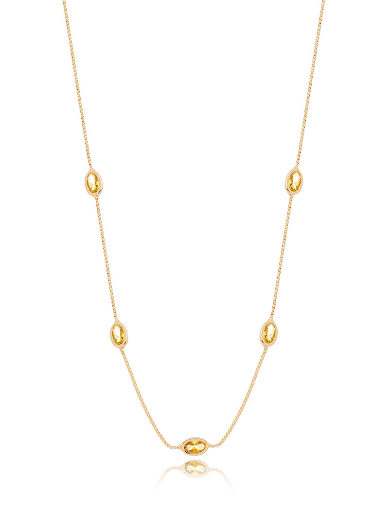 Colar Choker Gotinhas Banho Ouro 18k Cristal