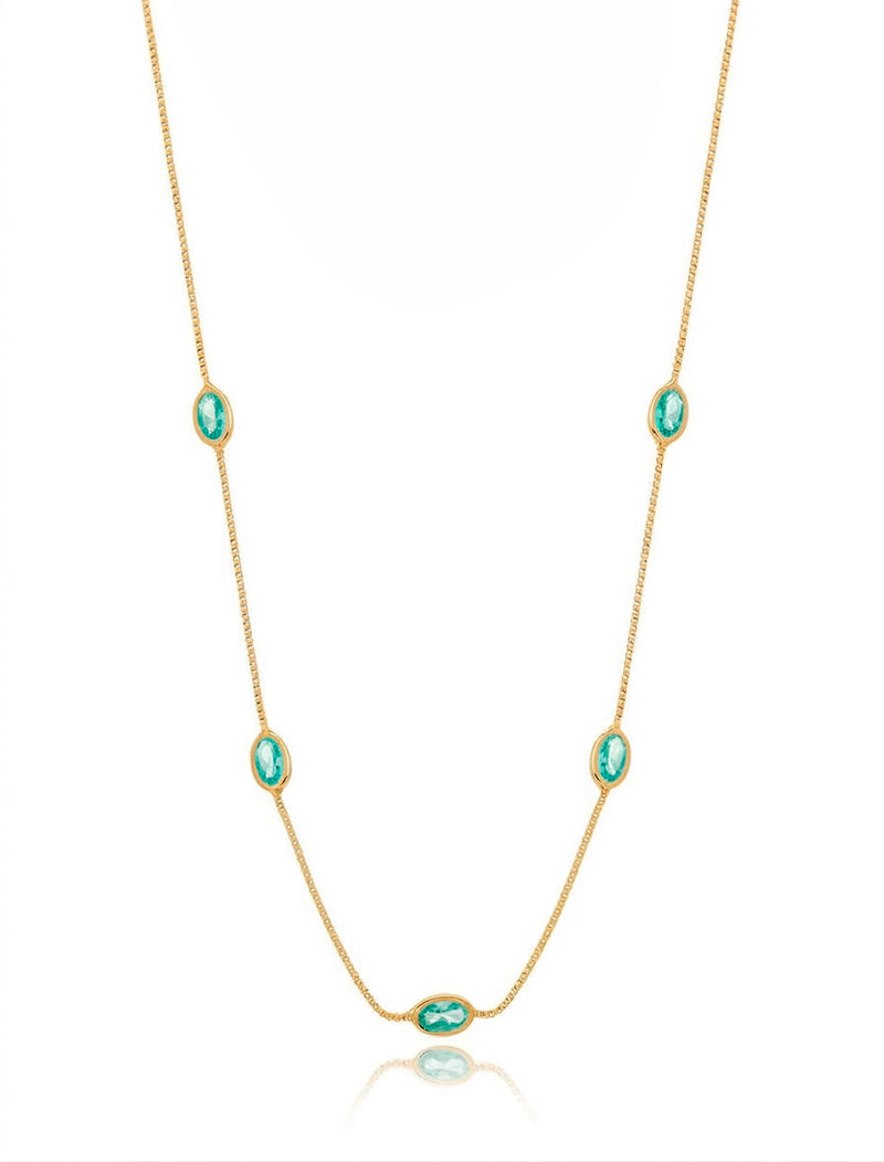Colar Choker Gotinhas Banho Ouro 18k Cristal