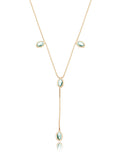 Colar Gravata Gotas Banho Ouro 18k Cristal