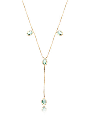 Colar Gravata Gotas Banho Ouro 18k Cristal