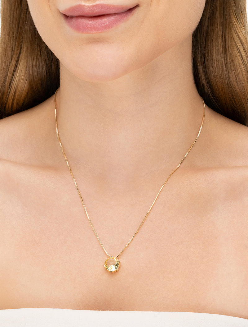 Colar Ponto de Luz 10mm Banho Ouro 18K Cristal