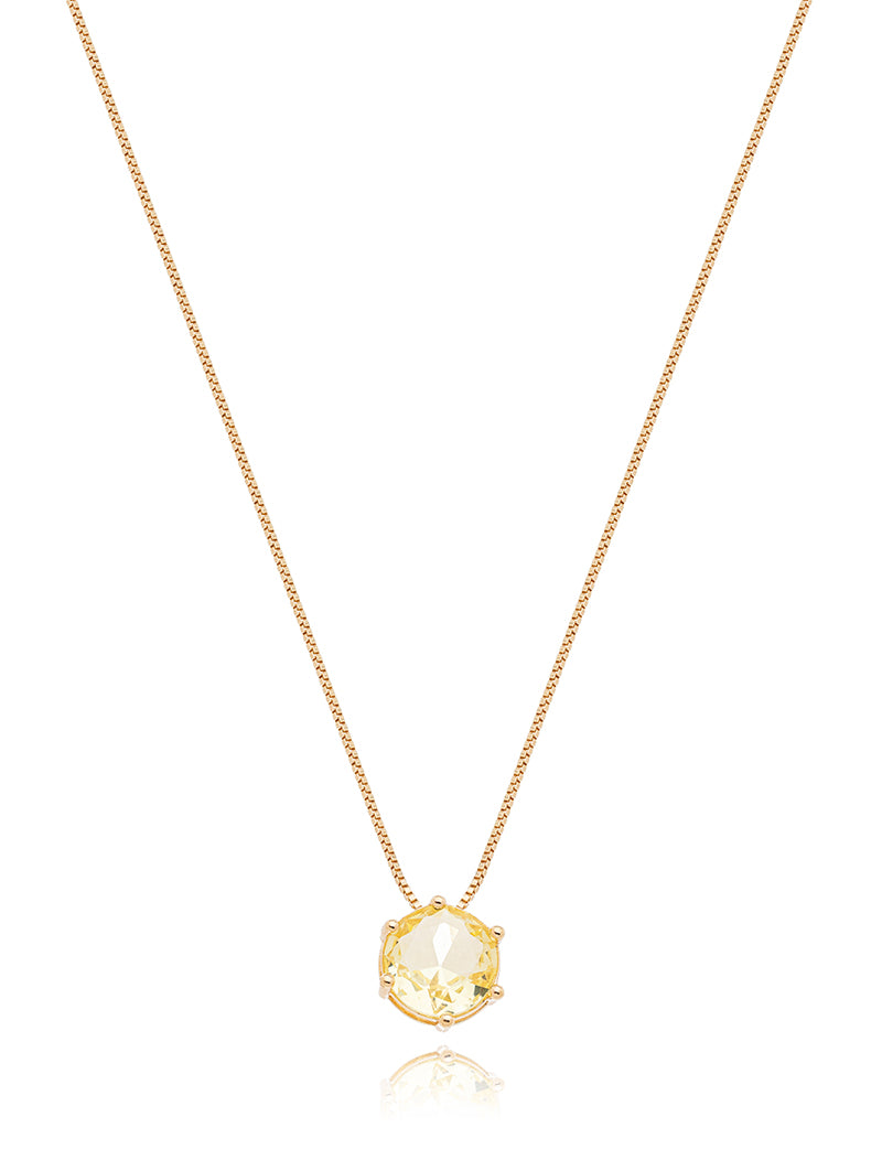 Colar Ponto de Luz 10mm Banho Ouro 18K Cristal
