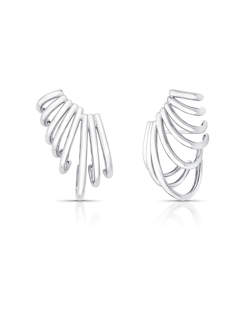 Brinco Ear Cuff Liso Garras Banho Ródio