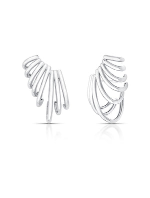 Brinco Ear Cuff Liso Garras Banho Ródio