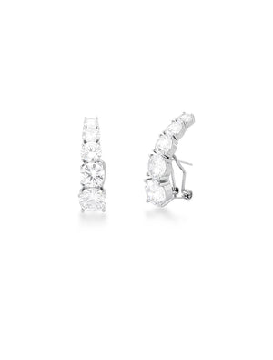 Brinco Ear Hook Banho Ródio Zircônias