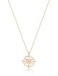 Colar Teen Medalha Vazada Espírito Santo Banho Ouro 18k Cristal