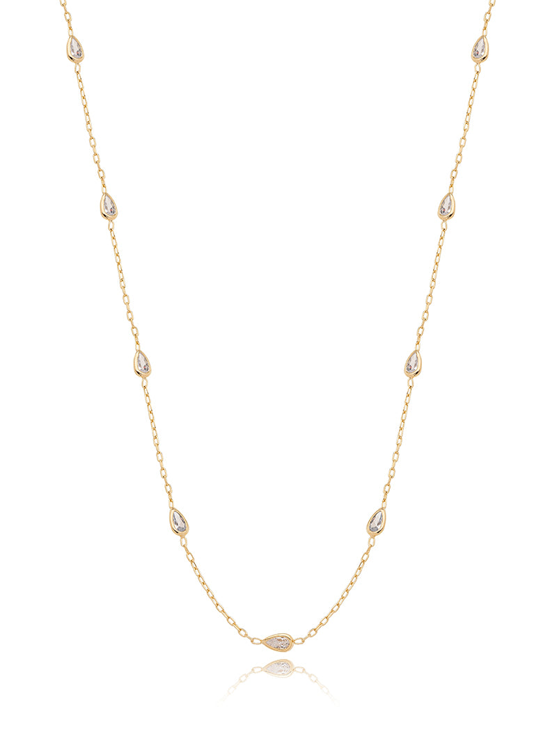 Colar Choker Gotinhas Banho Ouro 18k Zircônias