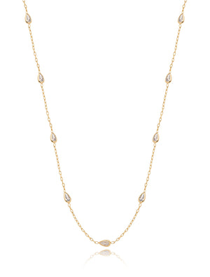 Colar Choker Navetes Banho Ouro Rosê 18k Zircônias