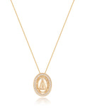 Colar Medalha Nossa Senhora Aparecida Cravejado Banho Ouro 18k