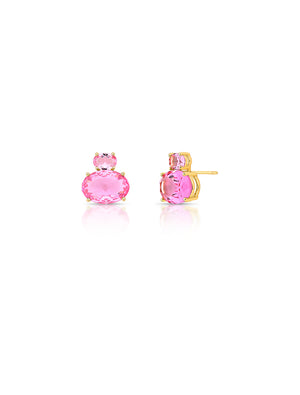 Brinco Fixo Ovais Banho Ouro 18k Cristal