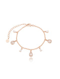 Pulseira Gotinhas Cravejadas Banho Ouro Rosê 18k Zircônias