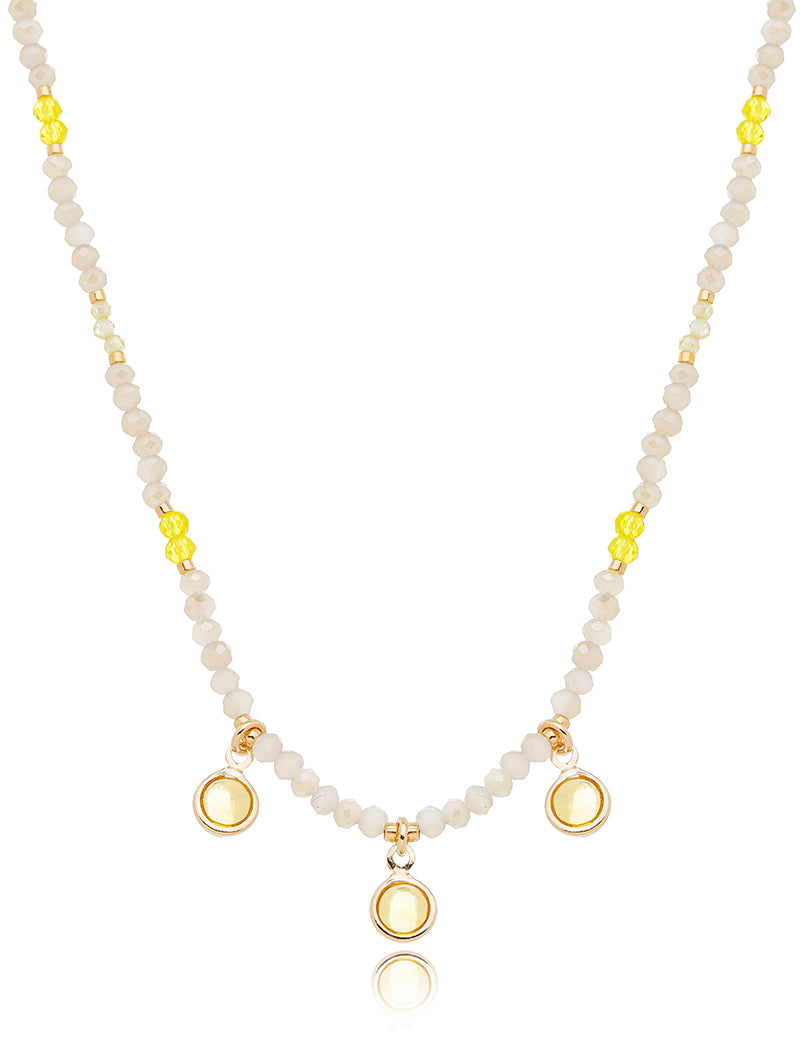 Colar Infantil Choker Pingentes Ponto de Luz Banho Ouro 18k Cristal