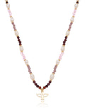Colar Choker Pingente Espírito Santo Liso Banho Ouro 18k Cristal Pérola Shell