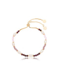Pulseira Infantil Ajustável Banho Ouro 18k Cristais Pérola