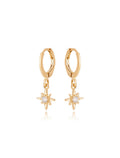Brinco Argola Click Estrela Banho Ouro 18k Zircônia
