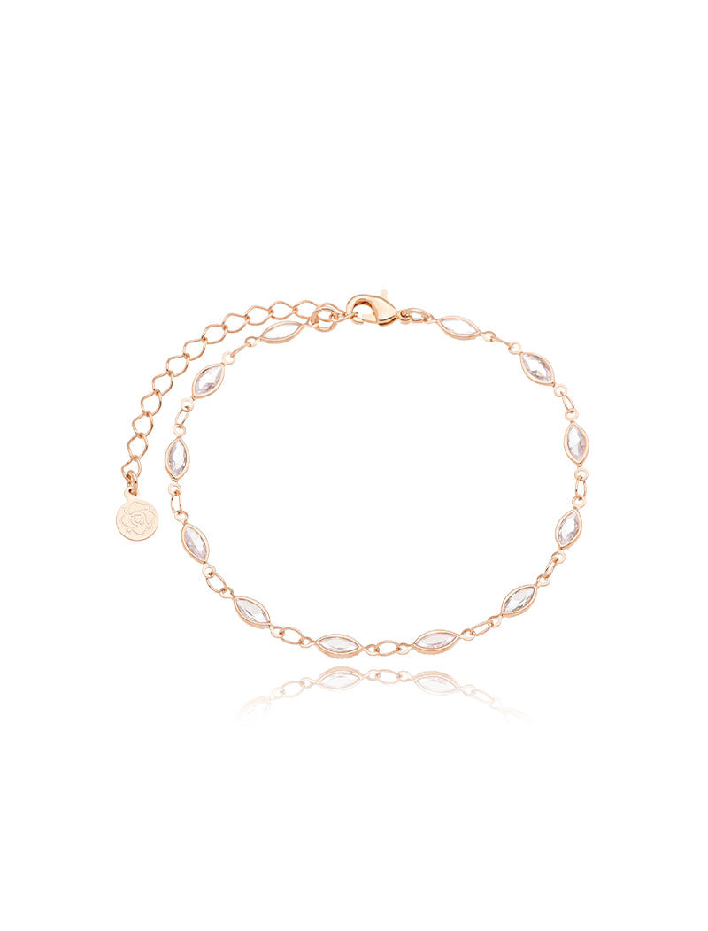 Pulseira Navetes Banho Ouro Rosê 18k Zircônias