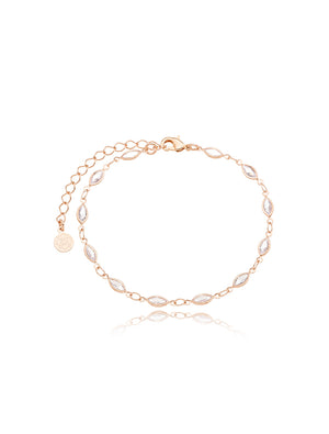 Pulseira Navetes Banho Ouro Rosê 18k Zircônias