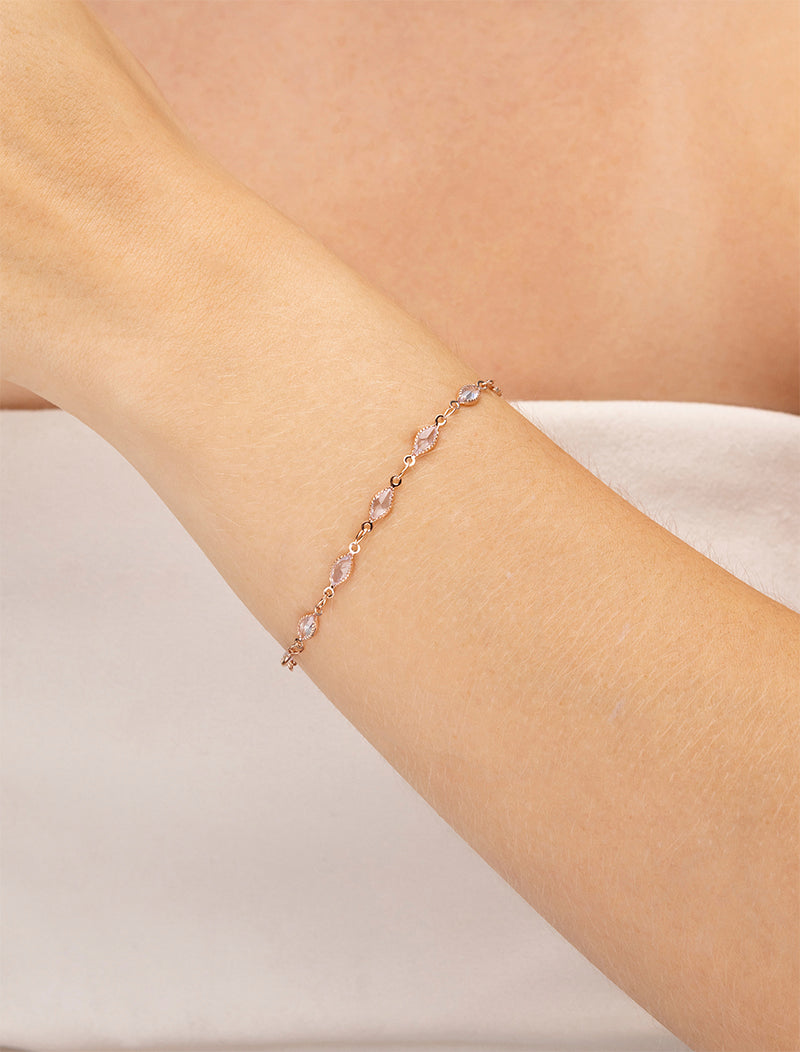 Pulseira Navetes Banho Ouro Rosê 18k Zircônias