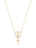 Colar Infantil Nossa Senhora Volta Cravejada Banho Ouro 18k Zircônia