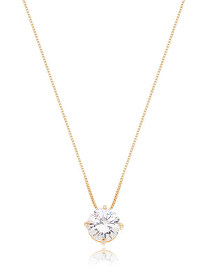 Colar Ponto De Luz 4 Garras Banho Ouro 18k Zircônia