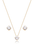Conjunto Ponto de Luz Banho Ouro 18k Zircônia
