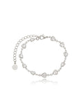 Pulseira Delicada Corações Banho Ródio Cristal