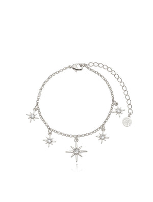 Pulseira Estrelas Cravejadas Banho Ródio Zircônias