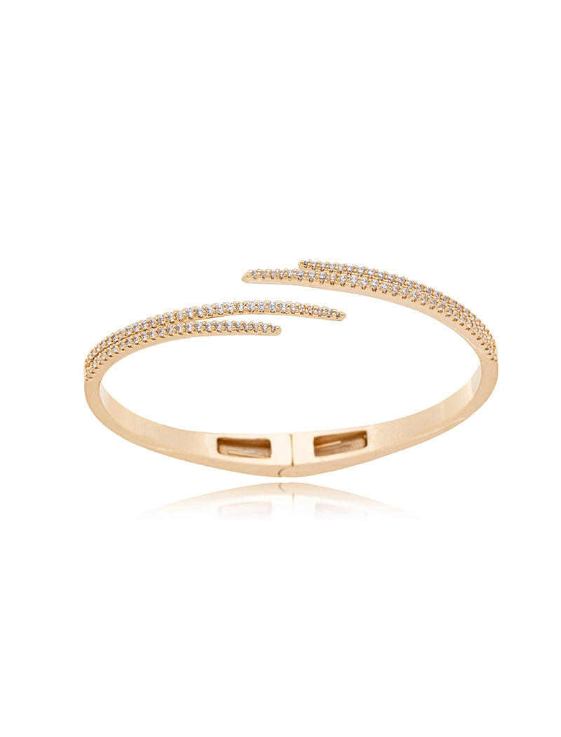 Pulseira Bracelete Fios Cravejados Banho Dourado Zircônias