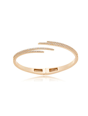 Pulseira Bracelete Fios Cravejados Banho Dourado Zircônias